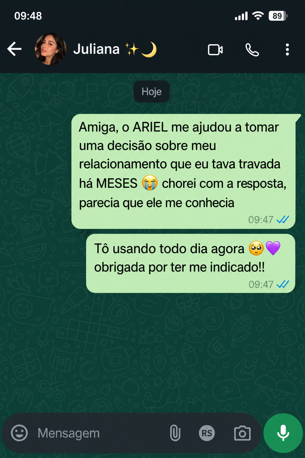 Depoimento WhatsApp 2 sobre ARIEL