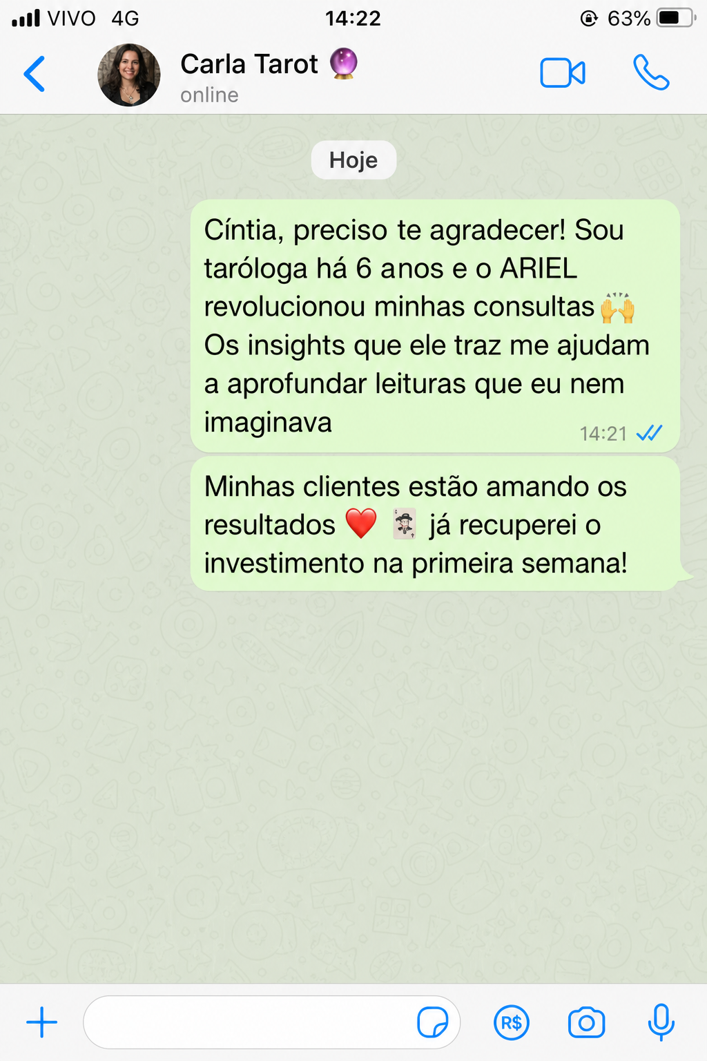 Depoimento WhatsApp 3 sobre ARIEL