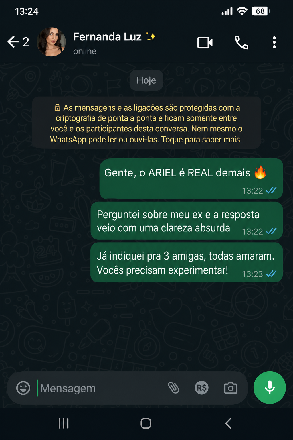 Depoimento WhatsApp 6 sobre ARIEL