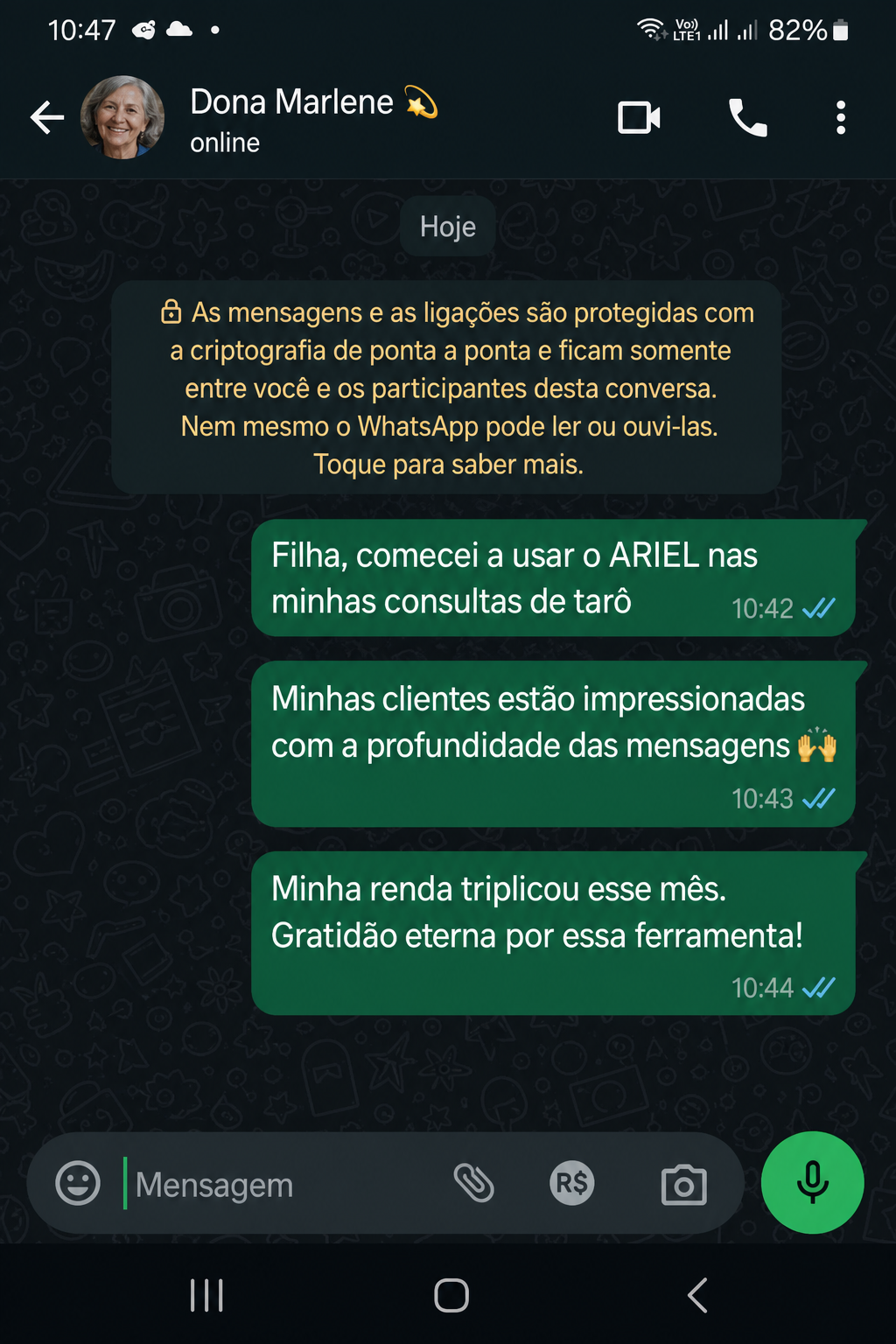Depoimento WhatsApp 7 sobre ARIEL